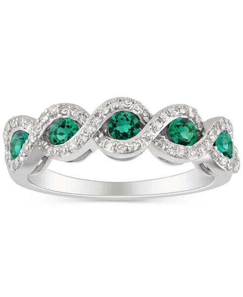 Emerald (5/8 ct. t.w.) & Diamond (1/4 ct. t.w.) Infinity Ring in 14k White Gold (Also in Ruby & Sapphire)