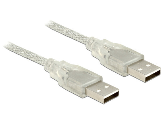 Delock 3m, 2xUSB2.0-A, 3 m, USB A, USB A, USB 2.0, Male/Male, Transparent