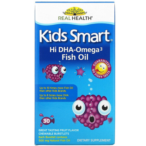 Витамины для детей от Bioglan Kids Smart, Hi DHA-Omega 3 Fish Oil, Fruit Flavor, 30 жевательных каплеток