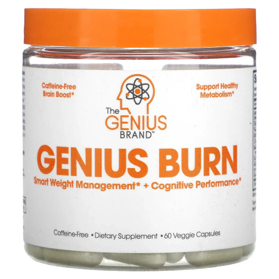 Улучшение памяти и работы мозга The Genius Brand Genius Burn, без кофеина, 60 капсул