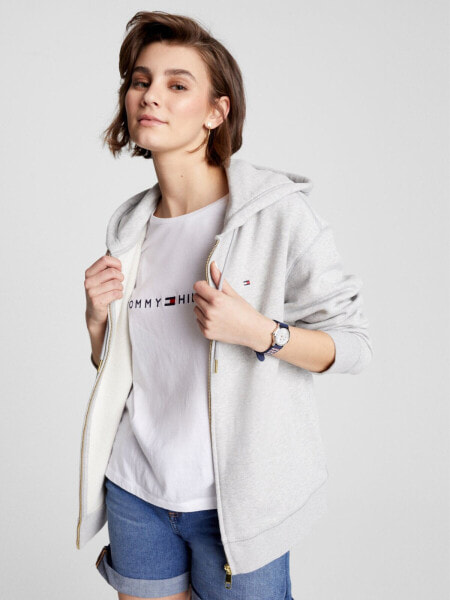 Relaxed Fit Solid Zip Hoodie