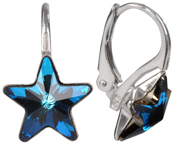 Silver girls earrings Star Bermuda Blue