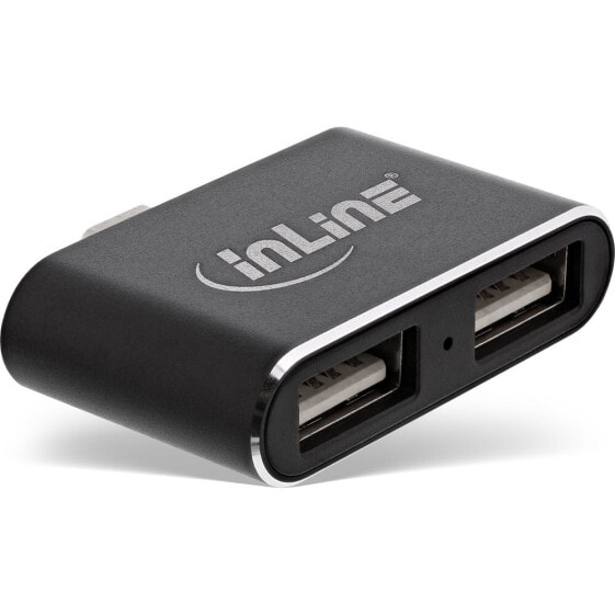 InLine Mini USB 2.0 Hub - USB CM to 2x USB AF - black