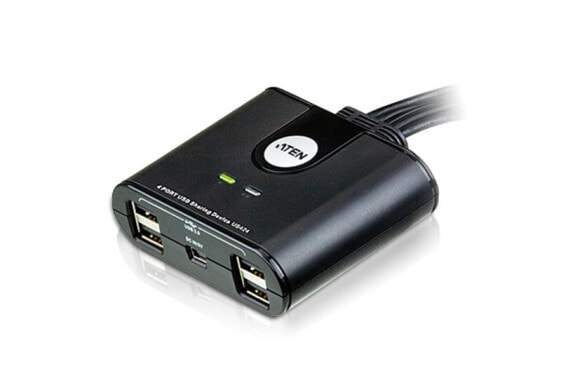 ATEN 4-Port USB 2.0 Peripheral Sharing Device - Black, Распределитель USB 2.0 на 4 порта ATEN