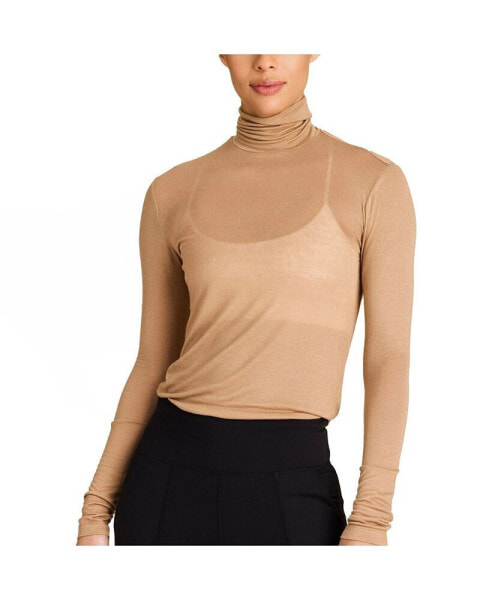 Plus Size Adult Women Washable Cashmere Turtleneck Long Sleeve T-Shirt