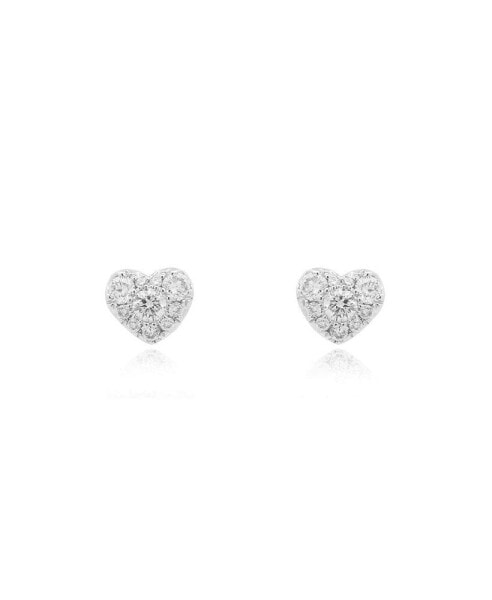 Pave Diamond Heart Stud Earrings