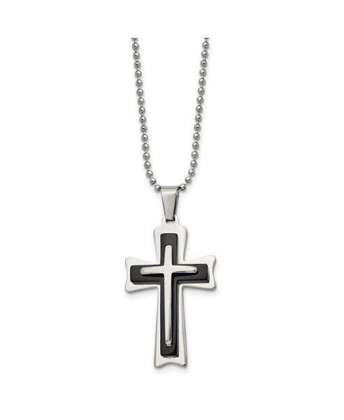 Chisel black Acrylic Cross Pendant Ball Chain Necklace