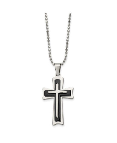 Black Acrylic Cross Pendant Ball Chain Necklace