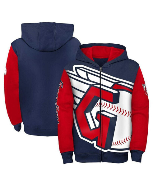 Big Boys Navy, Red Cleveland Guardians Postcard Full-Zip Hoodie Jacket