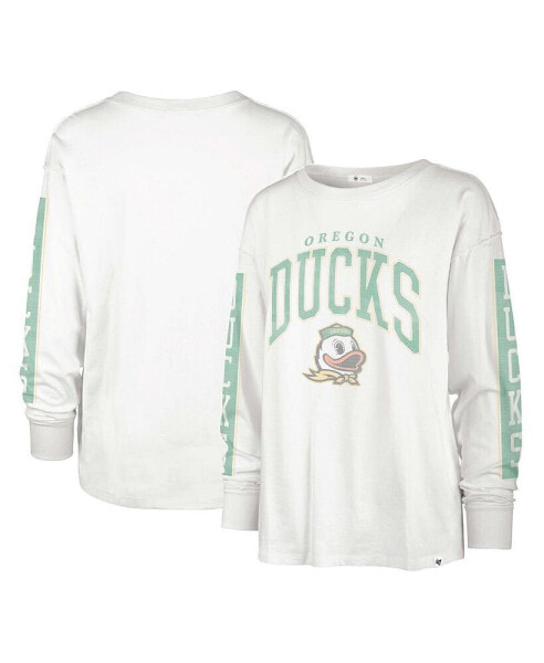 Women's White Distressed Oregon Ducks Statement SOA 3-Hit Long Sleeve T-shirt