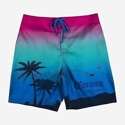 Men's 8.5" Elastic Board Corona Sunset Swim Shorts - Blue/Green XXL