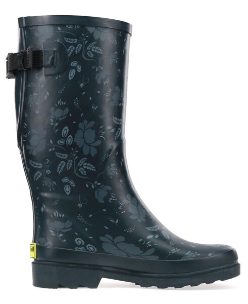 Women's Floral Adjustable Calf Rain Boot