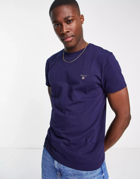 GANT original logo t-shirt in evening blue navy