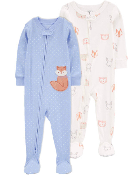 Baby 2-Pack 100% Snug Fit Cotton Footie Pajamas 12M