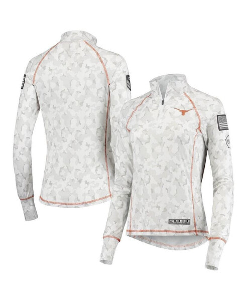 Women's White Texas Longhorns OHT Military-inspired Appreciation Officer Arctic Camo 1/4-zip Jacket