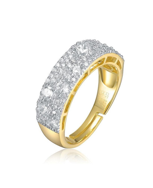 Sterling Silver 14k Gold Plated Cubic Zirconia Pave Band Ring