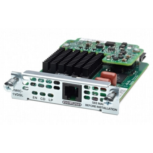 Cisco 1-port VDSL2/ADSL2+ EHWIC - IEEE 802.1Q,IEEE 802.3ah - VDSL2 8a - 8b - 8c - 8d - 12a - 12b - 17a ADSL2/2+ - Cisco 1900 - 2900 - 3900 - 3900E - DSL TR-067 - 78.2 x 110.8 x 19.1 mm - 91 g