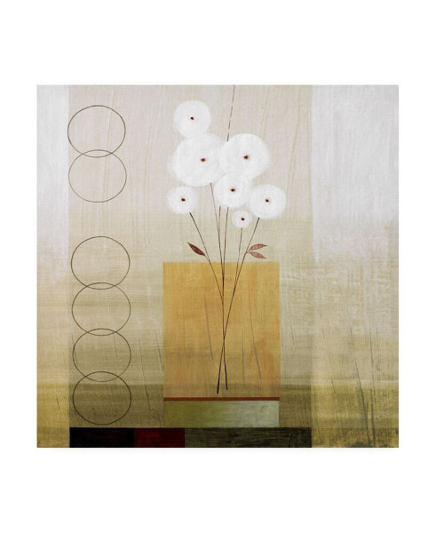 Pablo Esteban White Flowers with Circles Canvas Art - 36.5" x 48"