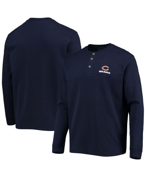 Men's Navy Chicago Bears Logo Maverick Thermal Henley Long Sleeve T-shirt