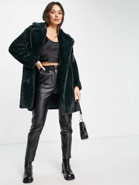 French Connection faux fur coat in black