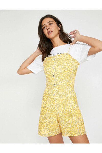 Комбинезон Koton Yellow Button Detail Print Jumpsuit