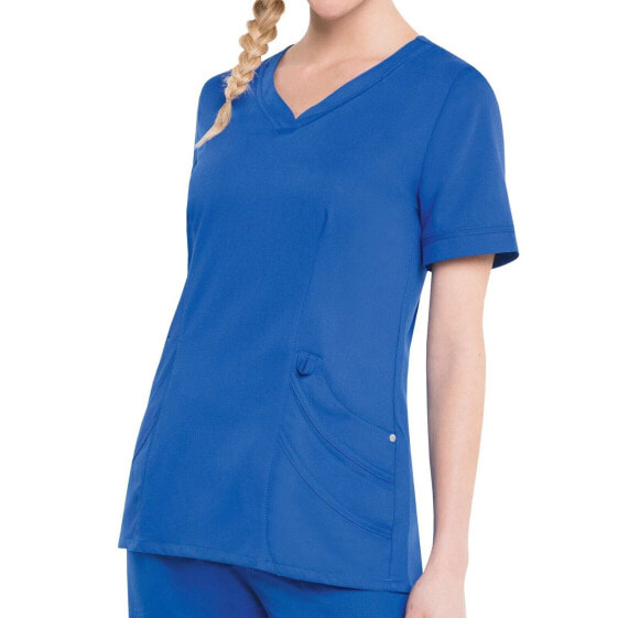 Urbane by Landau Womens Blue Sweetheart-Neck Short Sleeve Tunic Scrub Top Sz 4XL