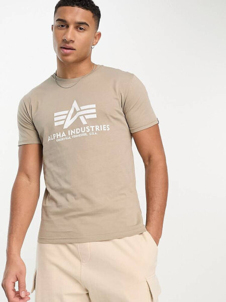 Alpha Industries logo basic t-shirt in sand