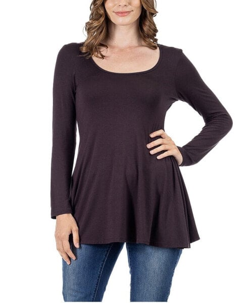 Women's Long Sleeve Swing Style Flare Tunic Top