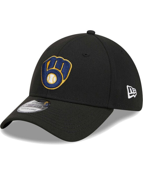 Men's Black Milwaukee Brewers Logo 39THIRTY Flex Hat