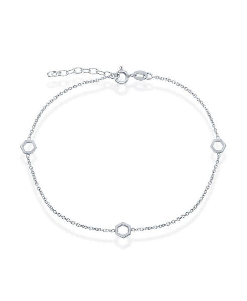 Sterling Silver Open Hexagon Anklet