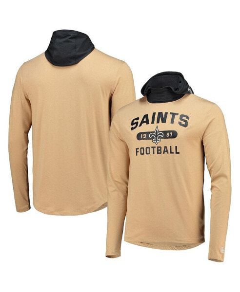 Men's Gold, Black New Orleans Saints Active Block Hoodie Long Sleeve T-shirt