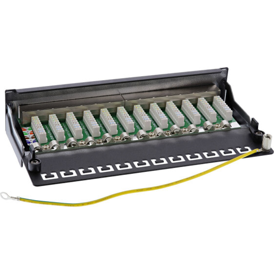 InLine Patch Panel Cat.6 12 Port desk / wall mountable black RAL9005