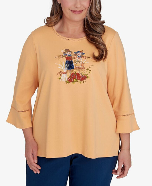 Plus Size Classic Scarecrow Detailed Bell Sleeve Top