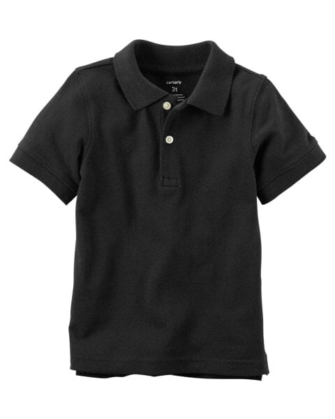 Toddler Black Piqué Polo Shirt 4T