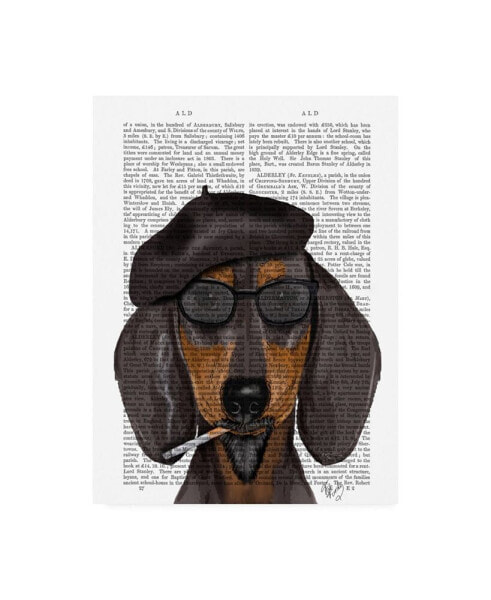 Fab Funky Hipster Dachshund, Black and Tan Canvas Art - 19.5" x 26"