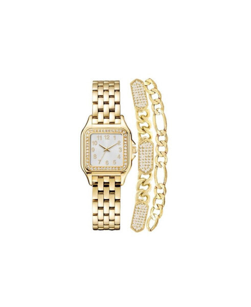 Women's Analog Gold-Tone Metal Alloy Watch 26mm and Set, 3 Pieces