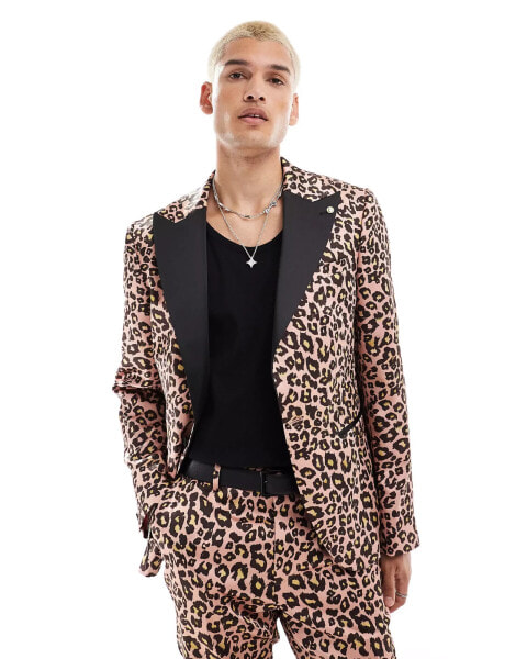 Twisted Tailor suit jacket in leopard print co-ord