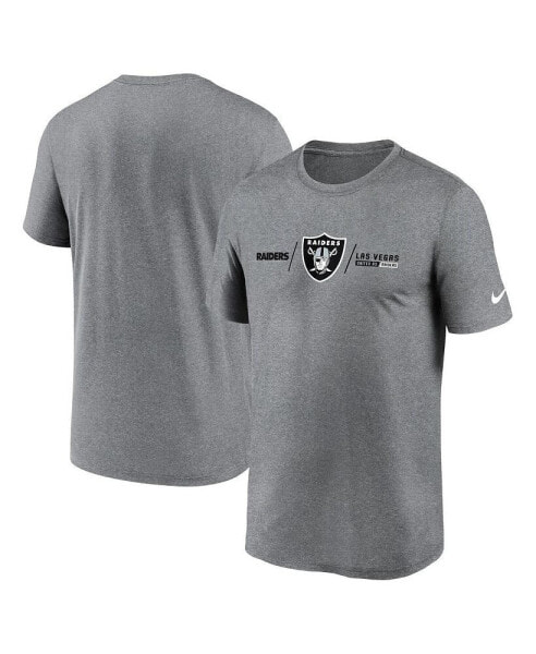 Men's Heathered Charcoal Las Vegas Raiders Horizontal Lockup Legend T-shirt