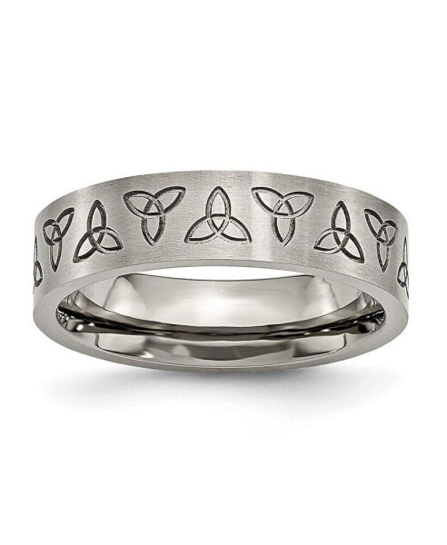 Titanium Brushed Trinity Symbol Flat Wedding Band Ring