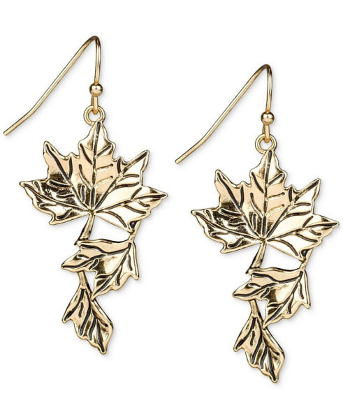 Gold-Tone Falling Leaves Drop Earrings