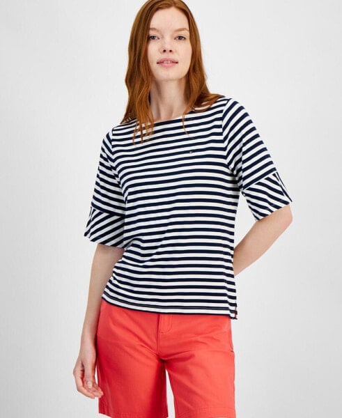 Women's Mixed-Stripe Crewneck Short-Sleeve Top