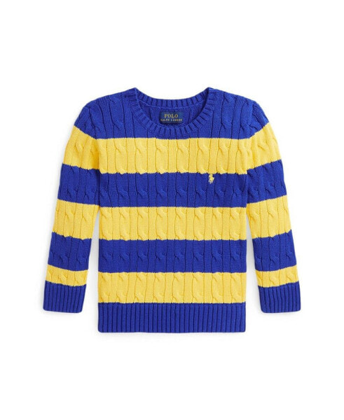 Toddler and Little Boys Striped Cable-Knit Cotton Sweater