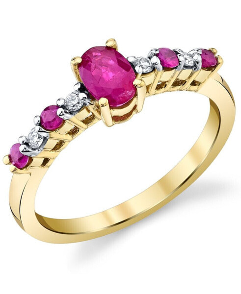 Ruby (3/4 ct. t.w.) & Diamond (1/20 ct. t.w.) Ring in 10k Gold