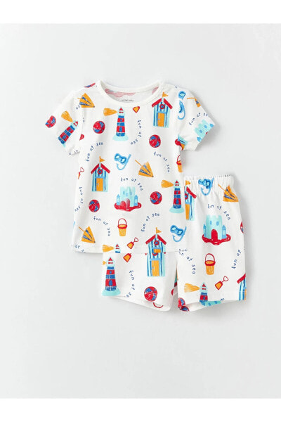 Baskılı Erkek Bebek Şortlu Pijama Takımı
