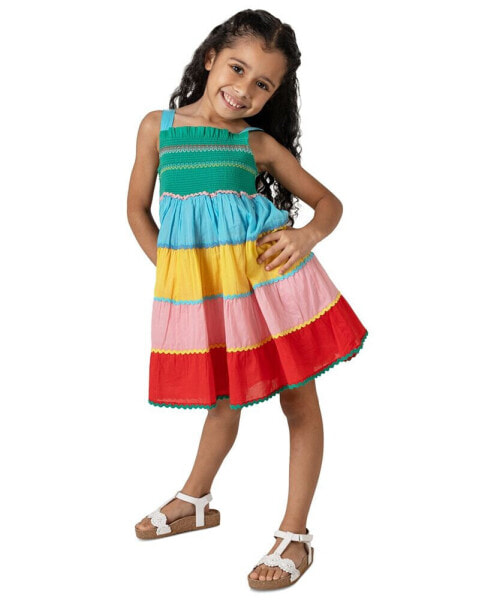 Little Girls Smocked Colorblock Cotton Dress