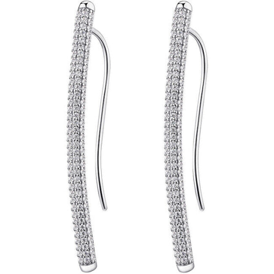 Long silver earrings with zircons Bianca RZBI25