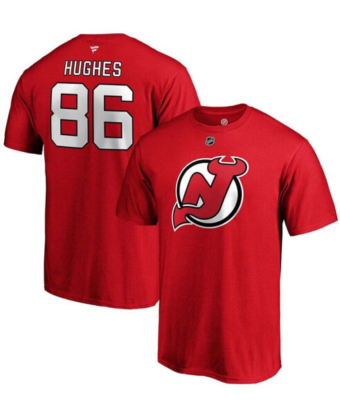 Men's Jack Hughes Red New Jersey Devils Authentic Stack Name and Number T-shirt