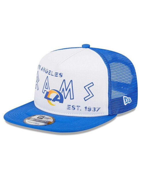 Men's White/Royal Los Angeles Rams Banger 9FIFTY Trucker Snapback Hat