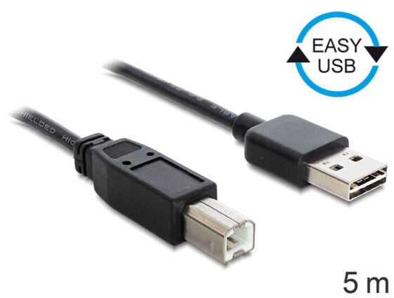 Разъем USB Delock 85553 - 5 м - USB A - USB B - USB 2.0 - 480 Mbit/s - Черный