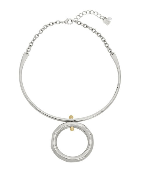 Two-Tone Open Circle Pendant Wire Necklace